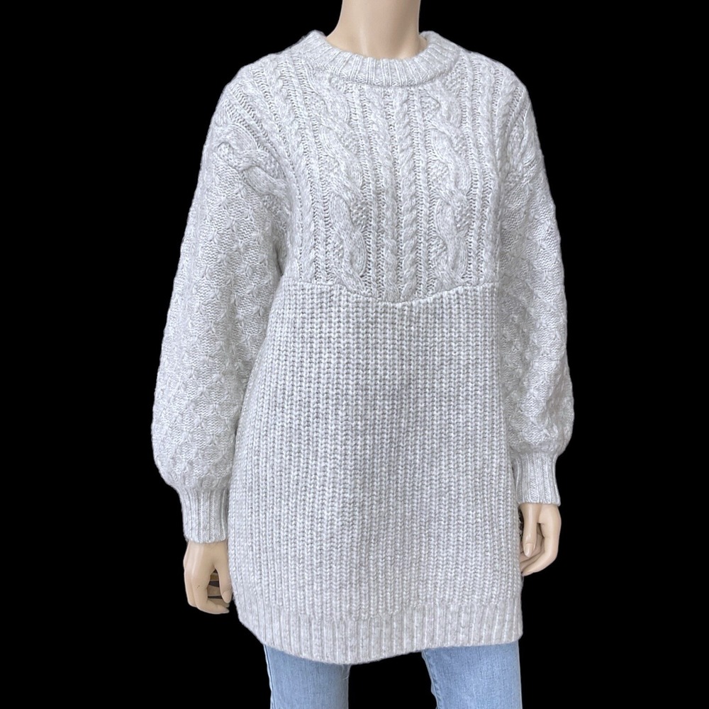 UpWest Sweater Womens Medium Gray Long Sleeve Chunky Longline NWT $128